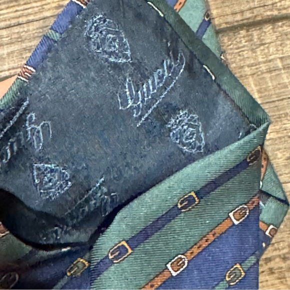 Vintage Gucci Silk Tie Blue Green Made in Italy - Picture 5 of 9